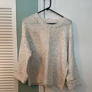 Blu Pepper Women's Speckled Sweater with Folded Sleeves
